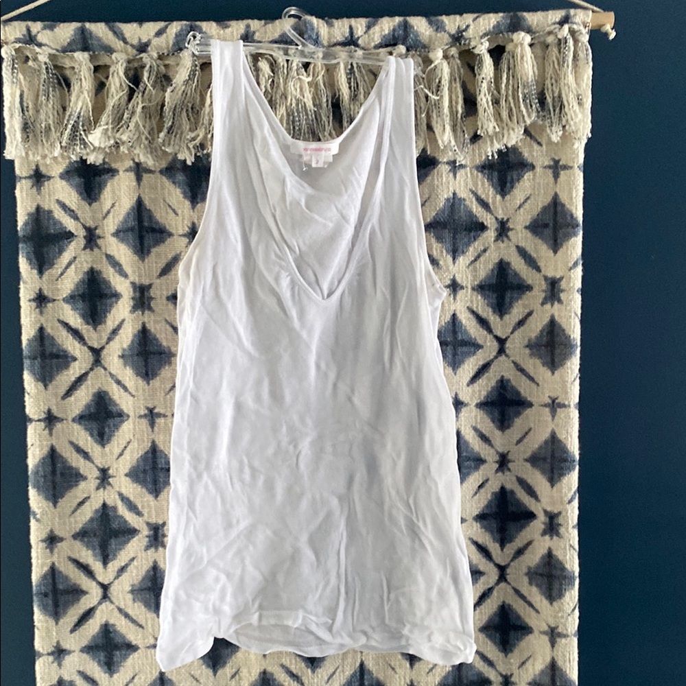 VANESSA BRUNO white v-neck tank top semi-sheer light weight size 2